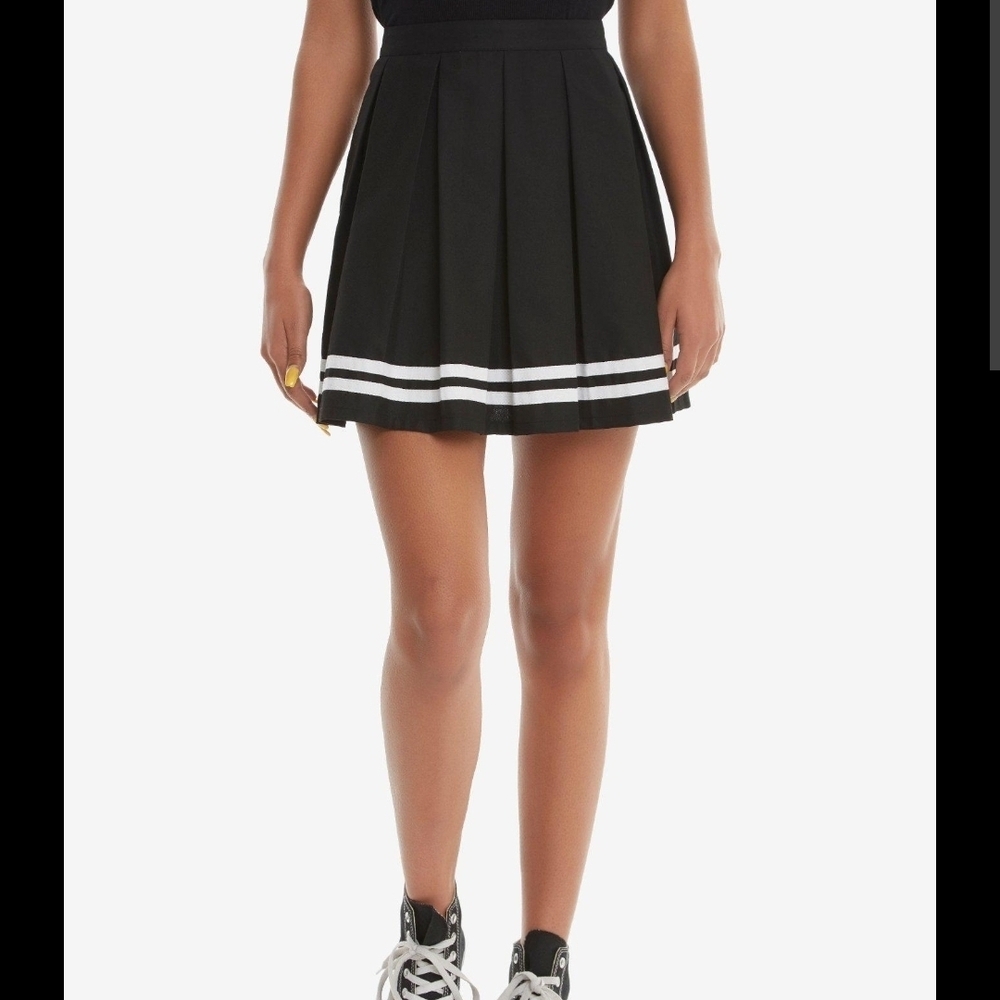 Hot Topic Black Mini Skirt with White Accents